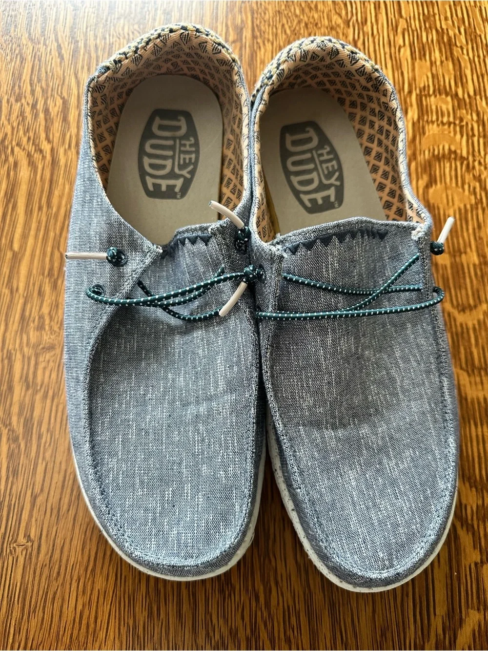 Hey Dude Men's Slip-On Loafers in Heather Blue with Tan Trim